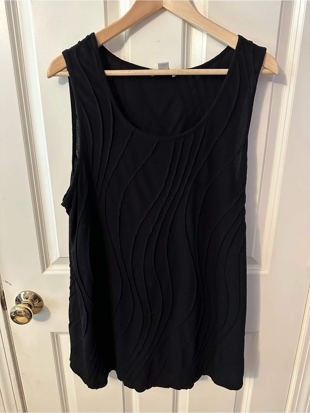 Coldwater Creek Black Textured Scoop Neck Tank